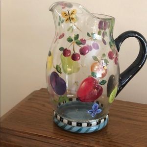 Painted glass pitcher